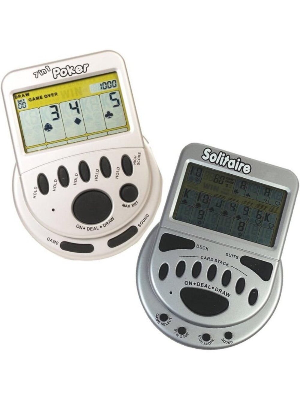 Ultimate Handheld Gaming Set - Mega Screen Solitaire & 7-in-1 Poker Games for